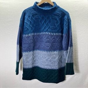 Liz Claiborne Vintage Cable Knit 100% Wool Sweater Womens M Winter 2653